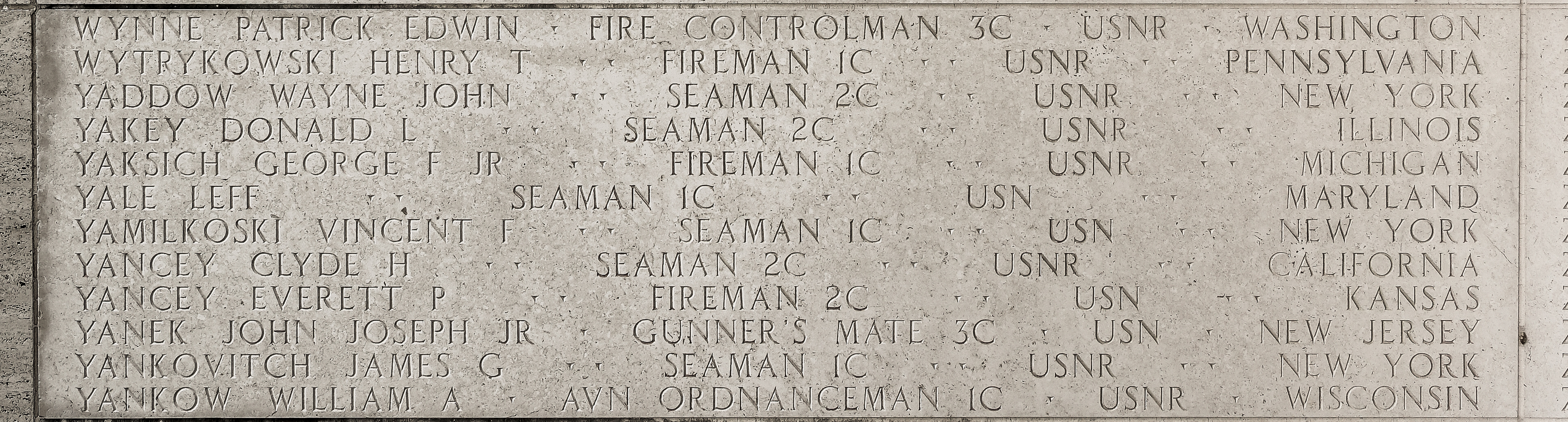 Patrick Edwin Wynne, Fire Controlman Third Class